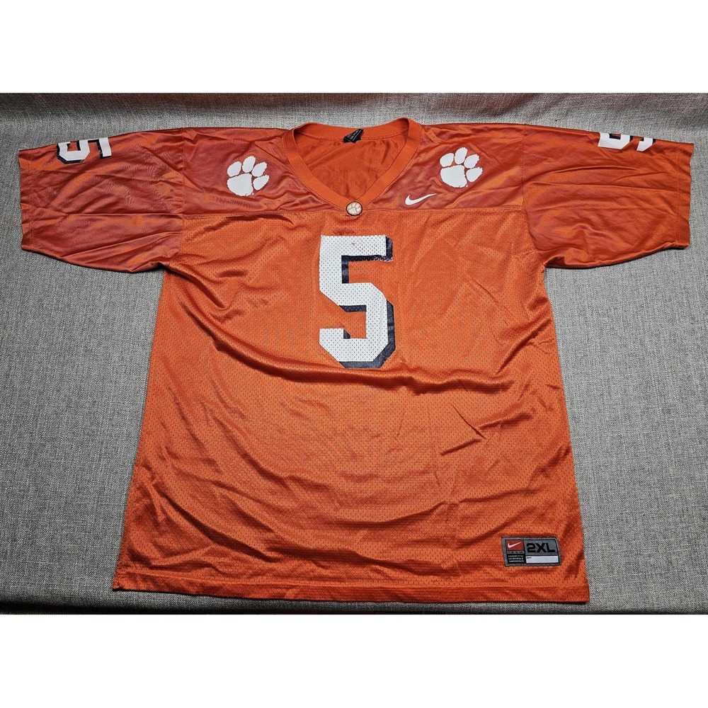 VINTAGE Clemson Tigers Jersey Mens 2XL Orange‎ NCAA Football Nike Number 5 90s